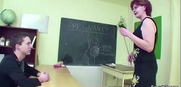  Female MILF Teacher Show Him how to get Pregnant